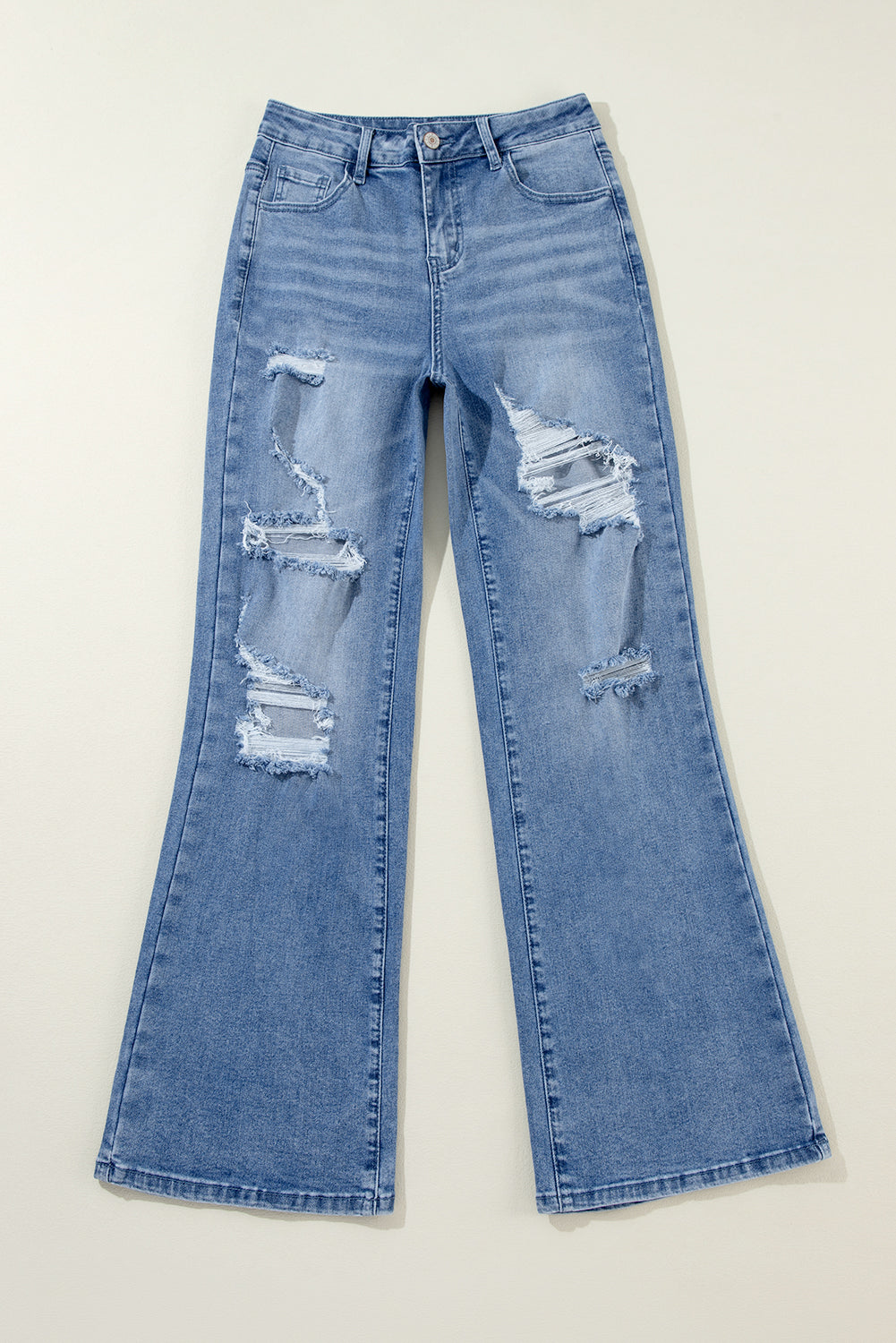 Ashleigh Blue Acid Wash Distressed Wide Leg High Waist Jeans