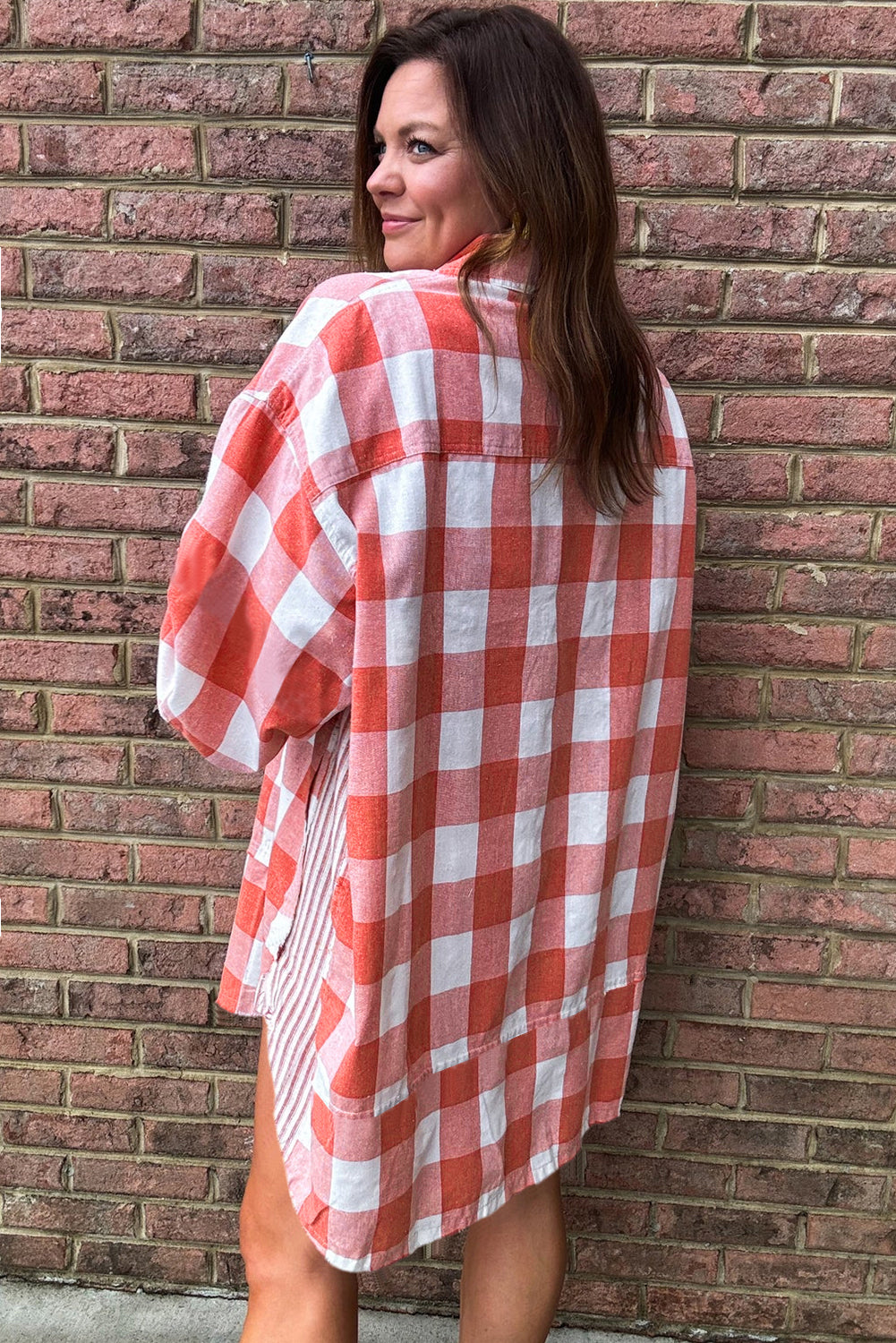 Oversized Plaid Puff Sleeve Shirt Dress