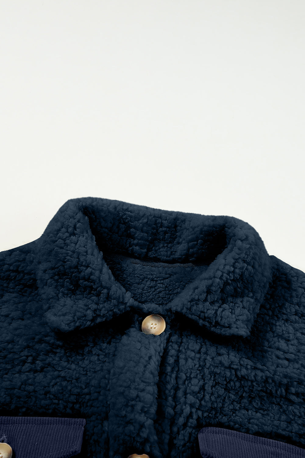 Blue Contrast Flap Teddy Coat