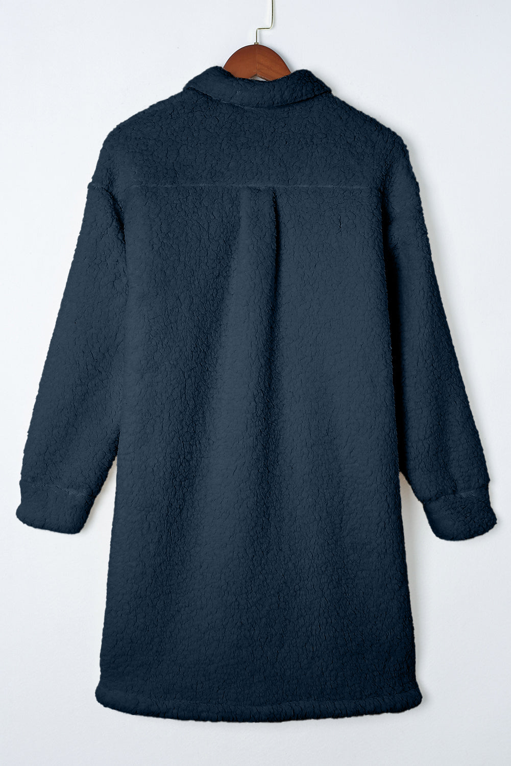 Blue Contrast Flap Teddy Coat