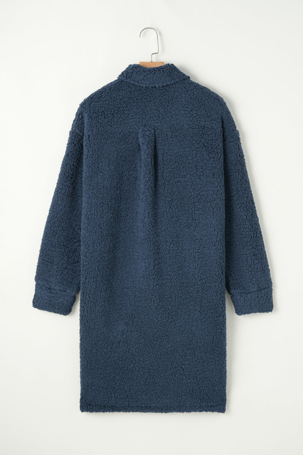 Blue Contrast Flap Teddy Coat