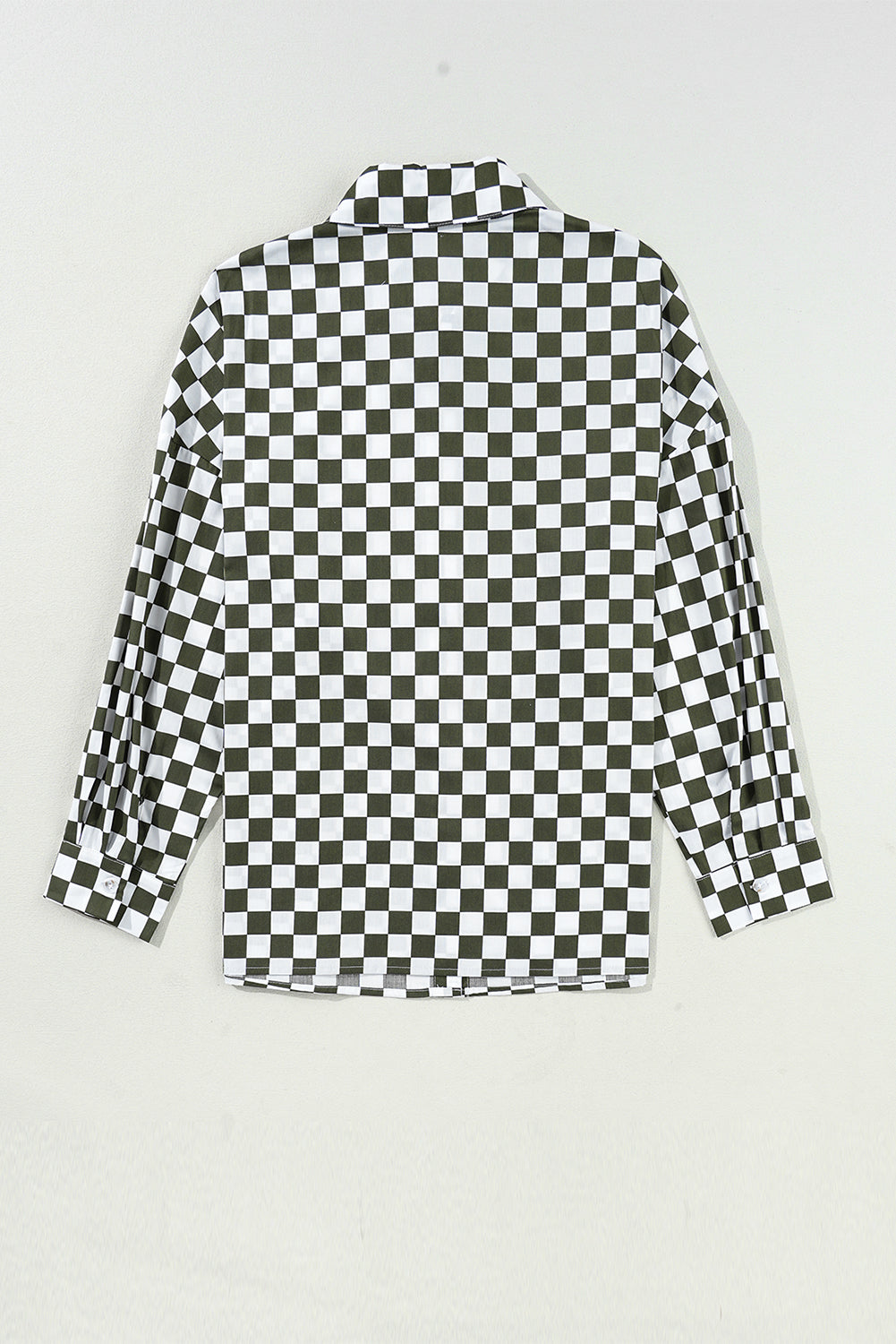 Green Checkerboard Printed Drop Shoulder Shirt